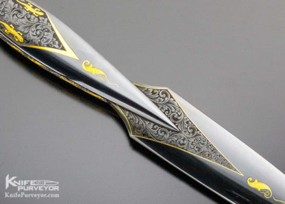 Dr. Fred Carter Custom Knife 24 Kt Gold Inlaid Lizard Dagger - Image 6