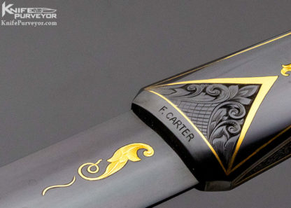 Dr. Fred Carter Custom Knife Sole Authorship Spear Point  Dagger Carved with 24Kt. Gold Inlays - Image 6