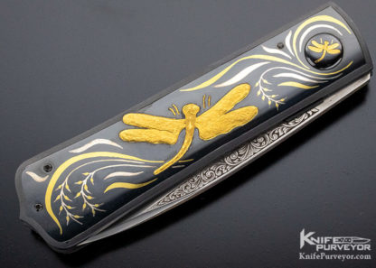 Dr. Fred Carter Custom Knives Sole Authorship Engraved Dragonfly Linerlock - Image 3