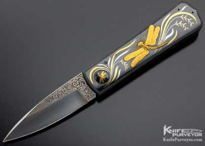 Dr. Fred Carter Custom Knives Sole Authorship Engraved Dragonfly Linerlock 9154 Open