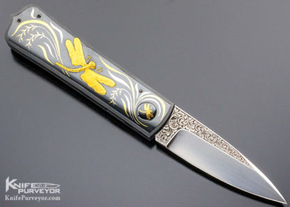Dr. Fred Carter Custom Knives Sole Authorship Engraved Dragonfly Linerlock - Image 4