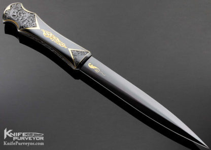 Dr. Fred Carter Custom Knife Sole Authorship Spear Point  Dagger Carved with 24Kt. Gold Inlays - Image 3