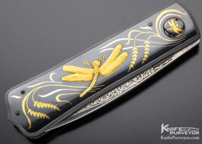 Dr. Fred Carter Custom Knives Sole Authorship Engraved Dragonfly Linerlock - Image 3