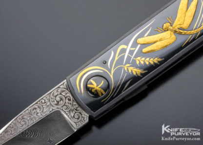 Dr. Fred Carter Custom Knives Sole Authorship Engraved Dragonfly Linerlock - Image 2