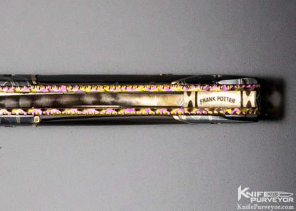 Frank Potter Custom Knife 14Kt Gold Spacers, Amber & Damacus Automatic Dagger Linerlock - Image 8