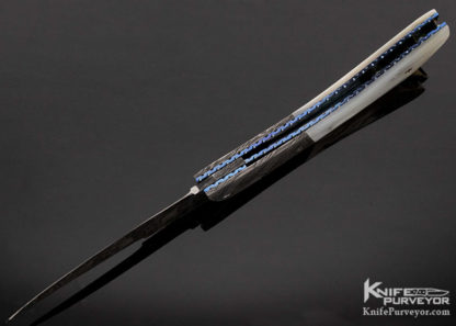 George Dailey Custom Knife Diamond Encrusted Robert Eggerling Mosaic Damascus and Mother of Pearl Shell Auto Linerlock - Image 8