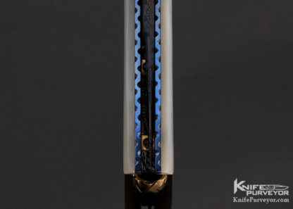 George Dailey Custom Knife Diamond Encrusted Robert Eggerling Mosaic Damascus and Mother of Pearl Shell Auto Linerlock - Image 6
