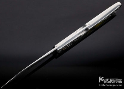 Joe Kious Custom Knife Damascus & Quartz Interframe Midlock Engraved by Giacomo Badillini - Image 7