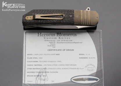 Herucus Blomerus Custom Knife LL14 Flipper Bronze & Carbon Fiber - Image 2
