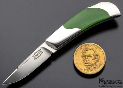 Jack Busfield Custom Knife Double Bolster Green Apple Jade Lockback - Image 2