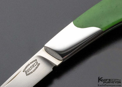 Jack Busfield Custom Knife Double Bolster Green Apple Jade Lockback - Image 3