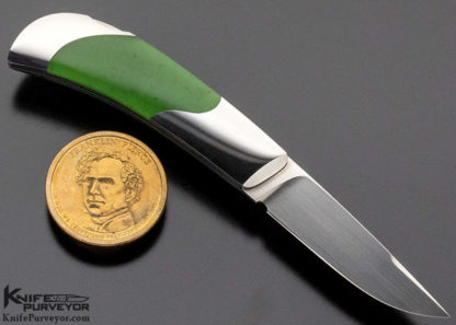 Jack Busfield Custom Knife Double Bolster Green Apple Jade Lockback - Image 4