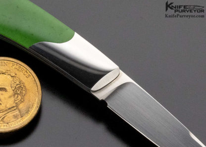 Jack Busfield Custom Knife Double Bolster Green Apple Jade Lockback - Image 5
