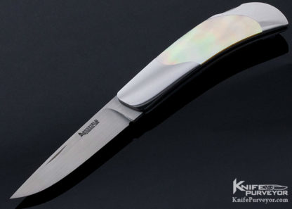 Jack Busfield Custom Knife Straight Persian Gold Lip Pearl Lockback Open