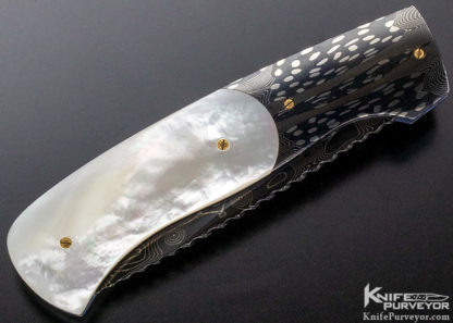 Jeff Chaffe Custom Knife Mother of Pearl & Damascus Automatic Linerlock - Image 2