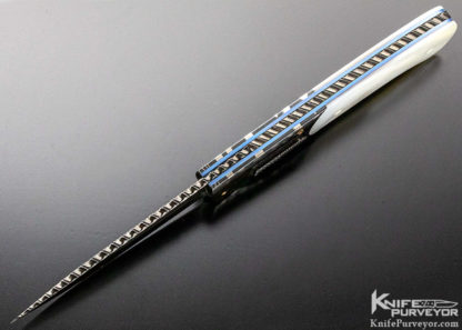 Jeff Chaffe Custom Knife Mother of Pearl & Damascus Automatic Linerlock - Image 5