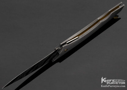 Jeff Harkins Custom Knife "Alpha" Damascus & Cracked Titanium Automatic - Image 4
