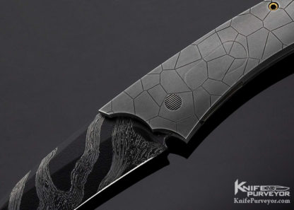 Jeff Harkins Custom Knife "Alpha" Damascus & Cracked Titanium Automatic
