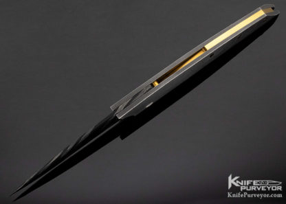 Jeff Harkins Custom Knife "Alpha" Damascus & Cracked Titanium Automatic - Image 2