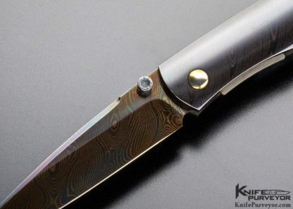Jeff Harkins Custom Knife Blued Damascus Linerlock - Image 7