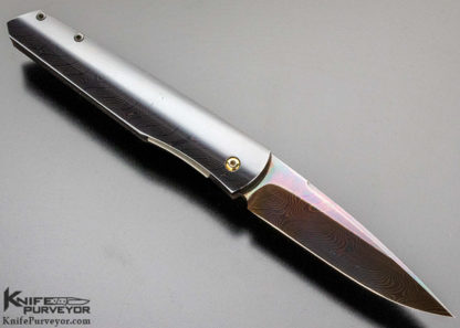 Jeff Harkins Custom Knife Blued Damascus Linerlock - Image 5