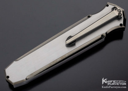 Jeff Harkins Custom Knife Triton Dual Action OTF Automatic Stainless Steel Satin DLC highlights and hallow ground blade with a tip up clip - Image 7
