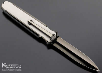 Jeff Harkins Custom Knife Triton Dual Action OTF Automatic Stainless Steel Satin DLC highlights and hallow ground blade with a tip up clip - Image 2