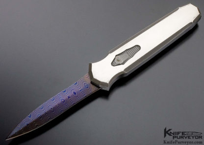Jeff Harkins Custom Knife D/A Automatic OTF Blue Damascus Blade
