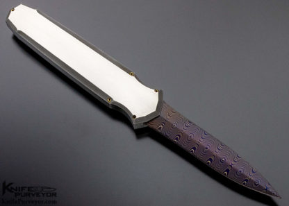 Jeff Harkins Custom Knife D/A Automatic OTF Blue Damascus Blade - Image 8