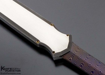 Jeff Harkins Custom Knife D/A Automatic OTF Blue Damascus Blade - Image 3
