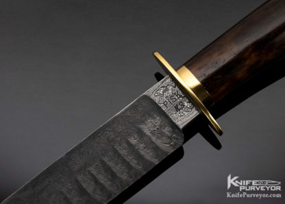 Jerry Fisk Custom Knife Sole Authorship Damascus and Mammoth Master Smith Presentation Bowie - Image 4