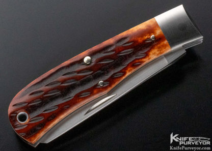 Jess Horn Custom Knife Jigged Bone 2 Blade with Bullet Shield - Image 2