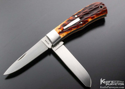 Jess Horn Custom Knife Jigged Bone 2 Blade with Bullet Shield - Image 5