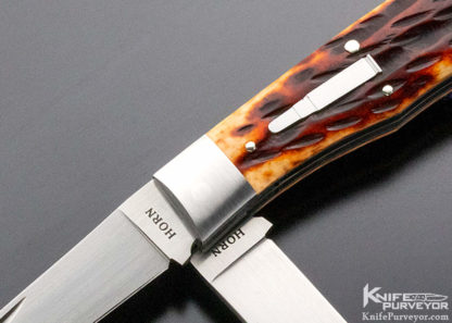 Jess Horn Custom Knife Jigged Bone 2 Blade with Bullet Shield