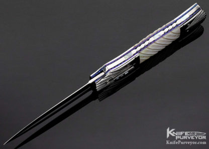 Jim Minnick Custom Knife Fluted and 14Kt Gold Wire Wrapped Mother of Pearl Auto Dagger Linerlock - Image 7