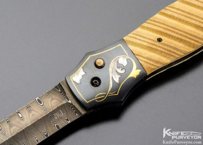Jim Minnick Custom Knife Fluted Mammoth Automatic Button Lock Engraved by Joyce Minnick - Image 2