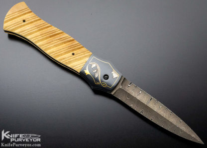 Jim Minnick Custom Knife Fluted Mammoth Automatic Button Lock Engraved by Joyce Minnick - Image 4