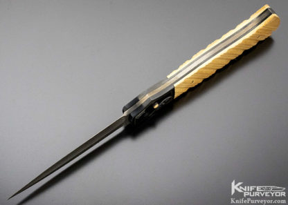 Jim Minnick Custom Knife Fluted Mammoth Automatic Button Lock Engraved by Joyce Minnick - Image 6