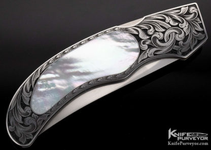 Jim Martin Custom Knife Sole Authorship Engraved Mother of Pearl Lockback