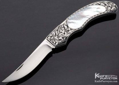 Jim Martin Custom Knife Sole Authorship Engraved Mother of Pearl Lockback - Image 2