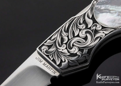 Jim Martin Custom Knife Sole Authorship Engraved Mother of Pearl Lockback - Image 6