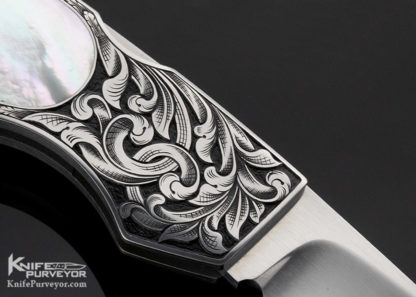 Jim Martin Custom Knife Sole Authorship Engraved Mother of Pearl Lockback - Image 4