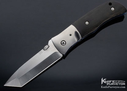 Jim Matthes Custom Knife Canvas Micarta and Titanium Tanto Linerlock