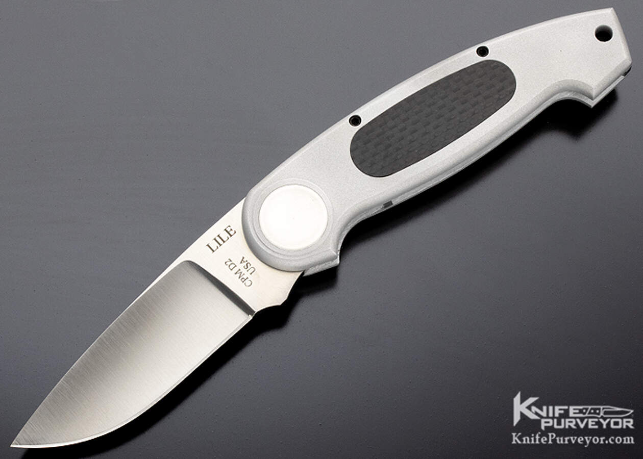 Jimmy Lile Vince Ford Collaboration Custom Knife Button Lock with Carbon Fiber Inlay - Image 6