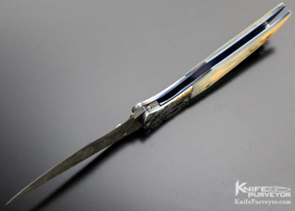 Jody Muller Custom Knife Sole Authorship Engraved and Damascus Linerlock