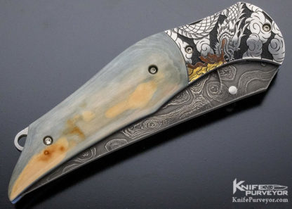 Jody Muller Custom Knife Sole Authorship Engraved and Damascus Linerlock - Image 5