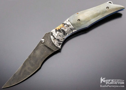 Jody Muller Custom Knife Sole Authorship Engraved and Damascus Linerlock - Image 2