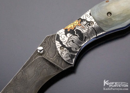 Jody Muller Custom Knife Sole Authorship Engraved and Damascus Linerlock - Image 7
