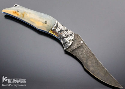 Jody Muller Custom Knife Sole Authorship Engraved and Damascus Linerlock - Image 4