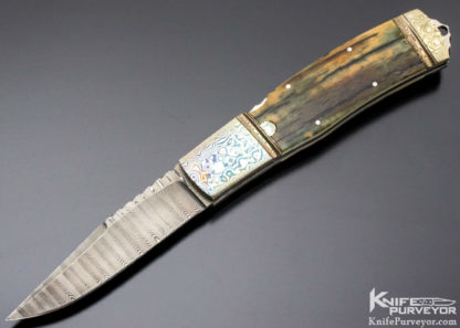 Joe Kious Custom Knife Mokume & Mammoth Automatic Lockback - Image 2